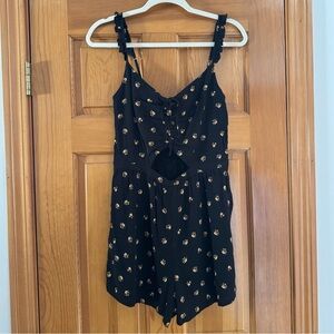 Abercrombie & Fitch Ruched Ruffle Cutout Floral Romper